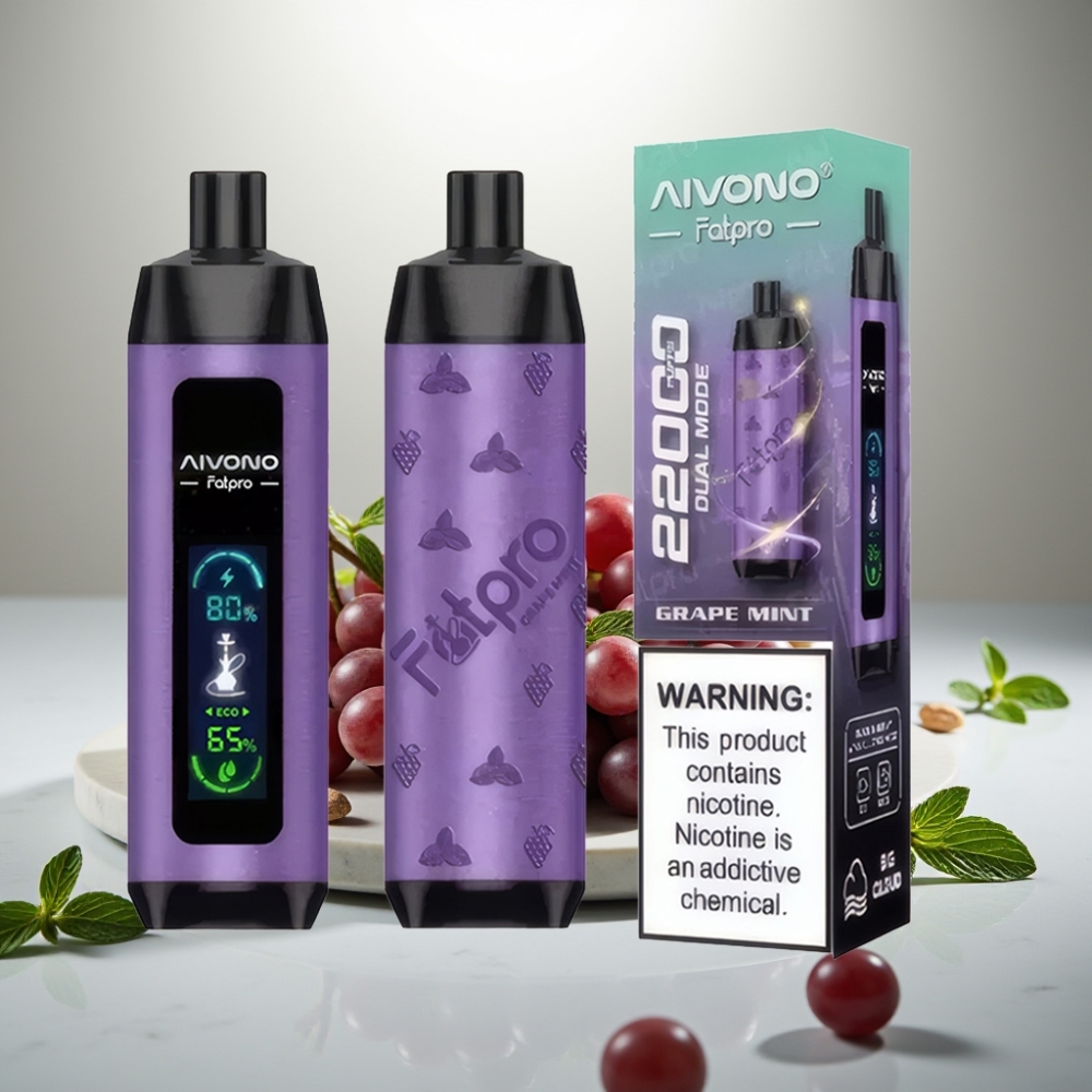 Aivono AIM FATPRO 22000 Puffs 28ml Grape Mint 600mAh 0.6Ω Mesh Dual Modes