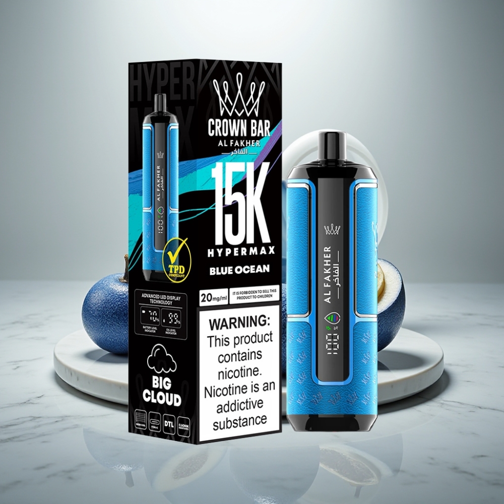 Al Fakher Crown Bar 15K Hypermax 22ml 600mAh Type-C Γαλάζιος Ωκεανός