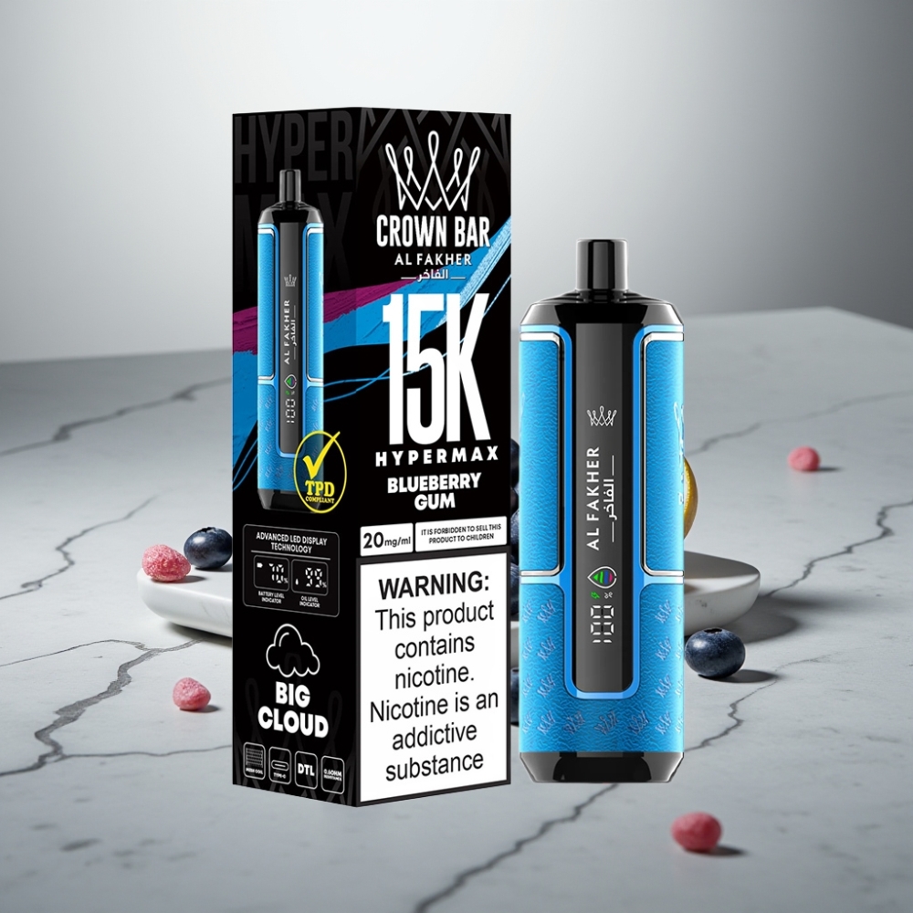 Al Fakher Crown Bar 15K Hypermax 22ml 600mAh Type-C Μπλε Βατόμουρο Τσίχλα