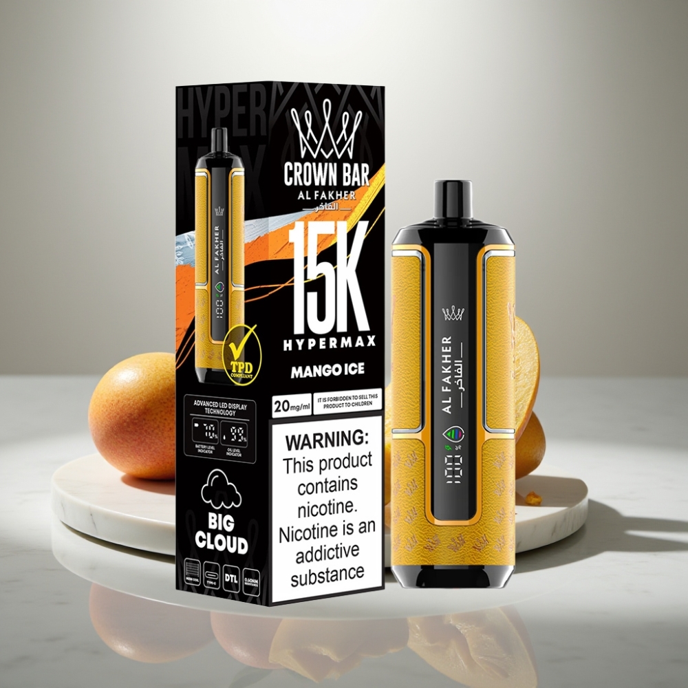Al Fakher Crown Bar 15K Hypermax 22ml 6mg Mango Ice vape μιας χρήσης