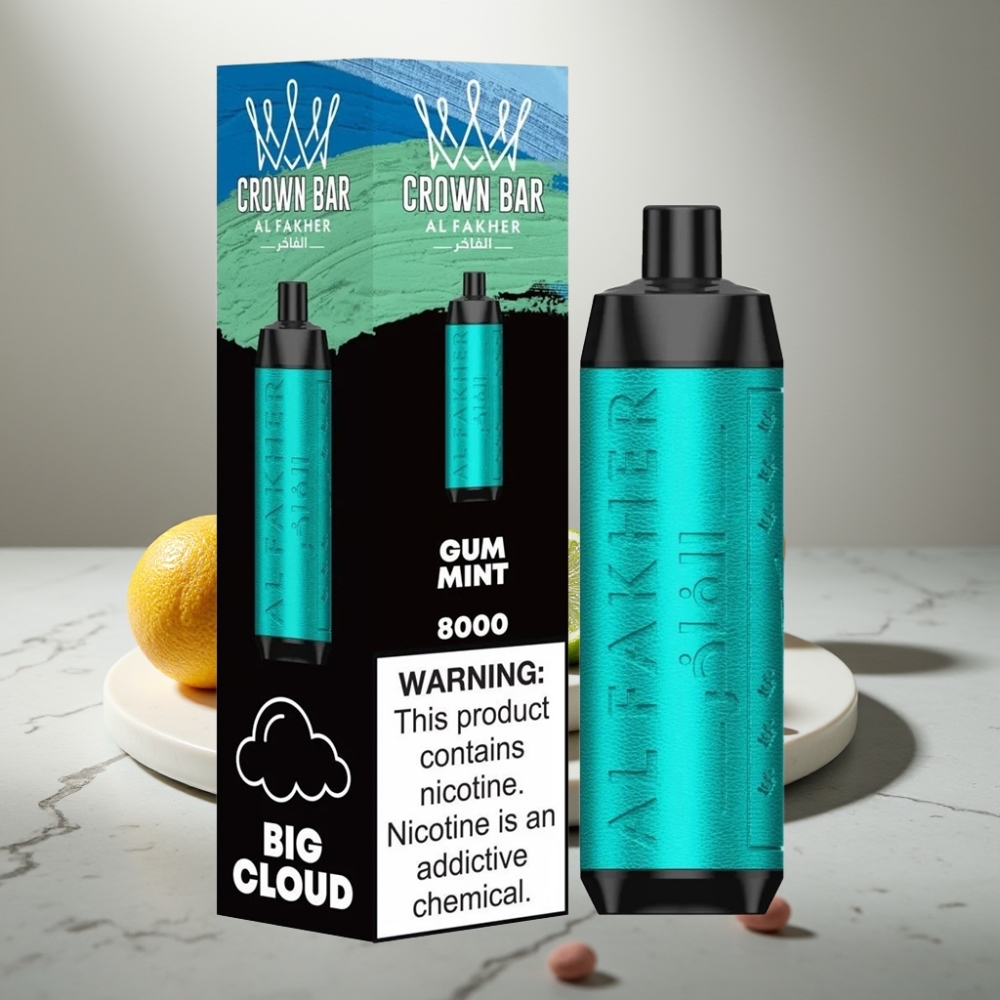 Al Fakher Crown Bar 8000 Crystal vape μιας χρήσης 18ml 5mg Gum Mint