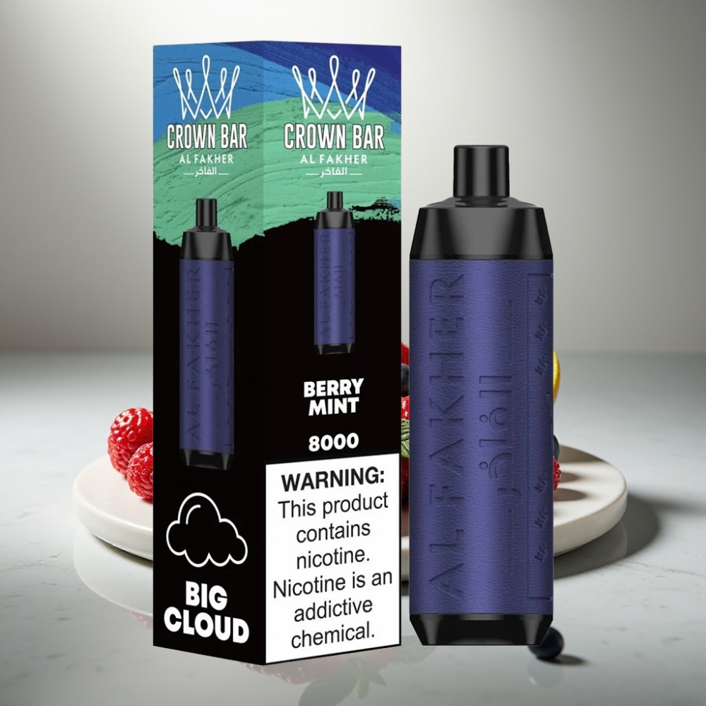 Al Fakher Crown Bar 8000 Crystal vape μιας χρήσης Berry Mint 18ml 5mg 600mAh USB-C