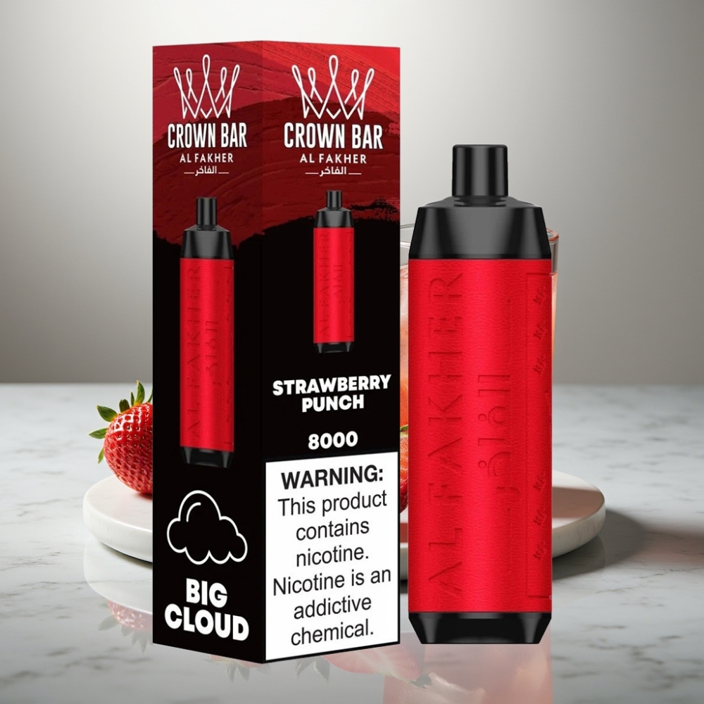 Al Fakher Crown Bar 8000 Crystal vape μιας χρήσης Φράουλα Punch 600mAh 18ml 5mg