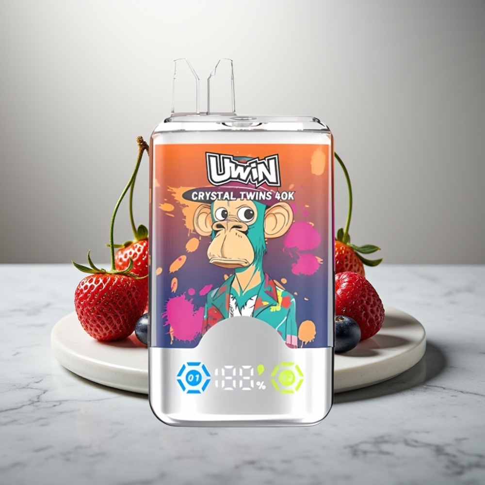 UWIN Crystal Twins 40000 Puffs Διπλή Γεύση Φράουλα Βατόμουρο Κεράσι Mr Blue 32ml