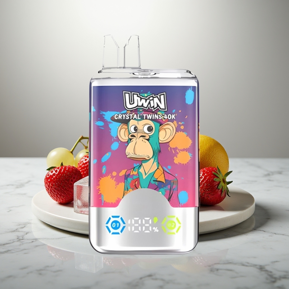 UWIN Crystal Twins 40000 Puffs Φράουλα Κίβι Σταφύλι Πάγος Type-C 850mAh