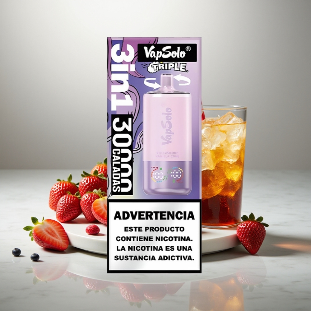 VapSolo Triple 30000 Puffs 40ml Φράουλα Βανίλια Coke Type-C