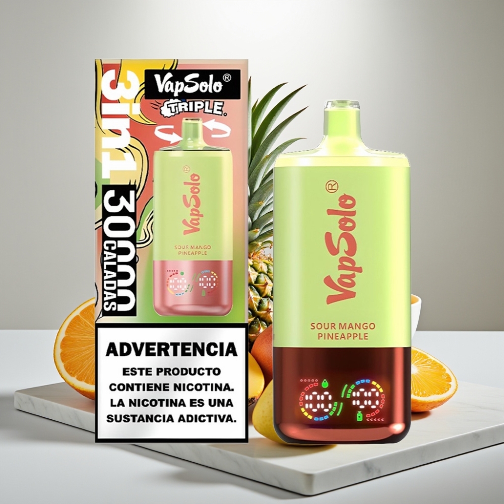 VapSolo Triple 30000 Puffs 40ml Ξινή Mango Ananas Type-C