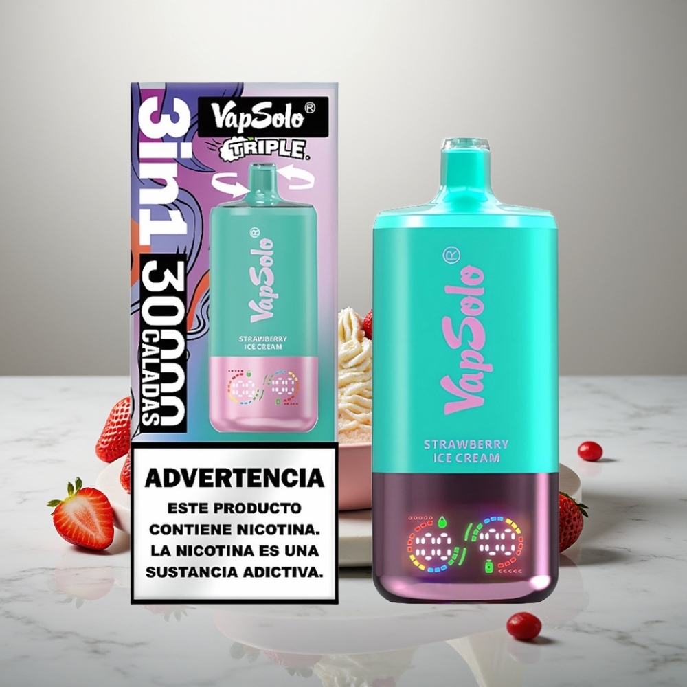 VapSolo Triple 30000 Puffs 40ml Φράουλα Παγωτό Type-C