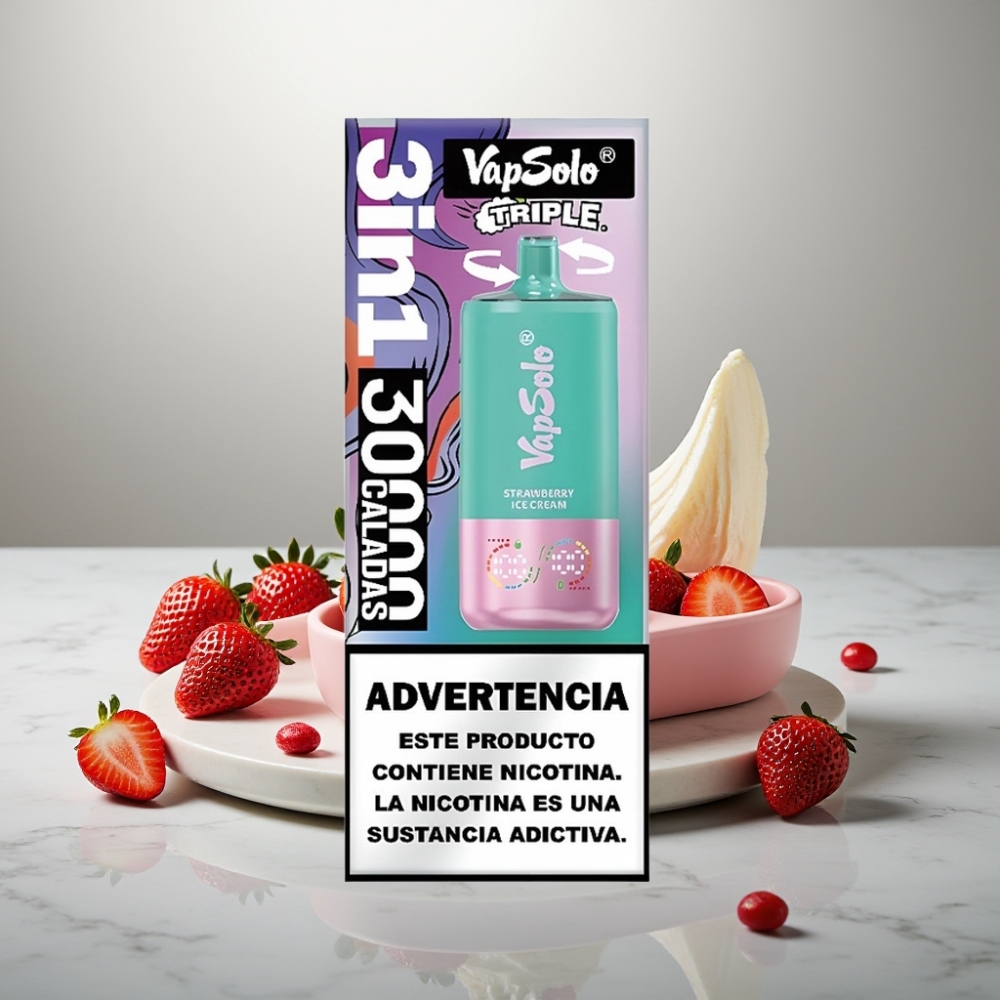 VapSolo Triple 30000 Puffs 40ml Φράουλα Παγωτό Type-C