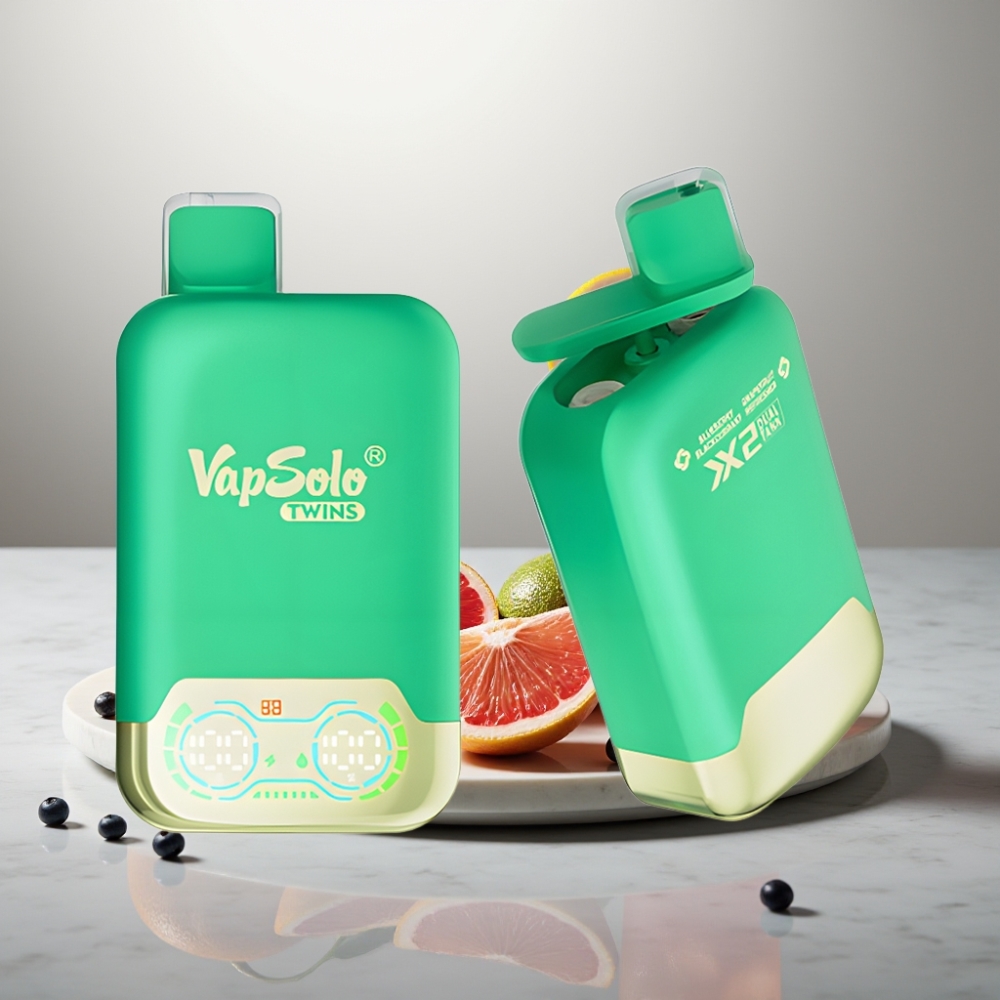 Vapsolo Twins 20000 Puffs 40ml 2 Tank Type-C Μπλε Μούρο & Γκρέιπφρουτ