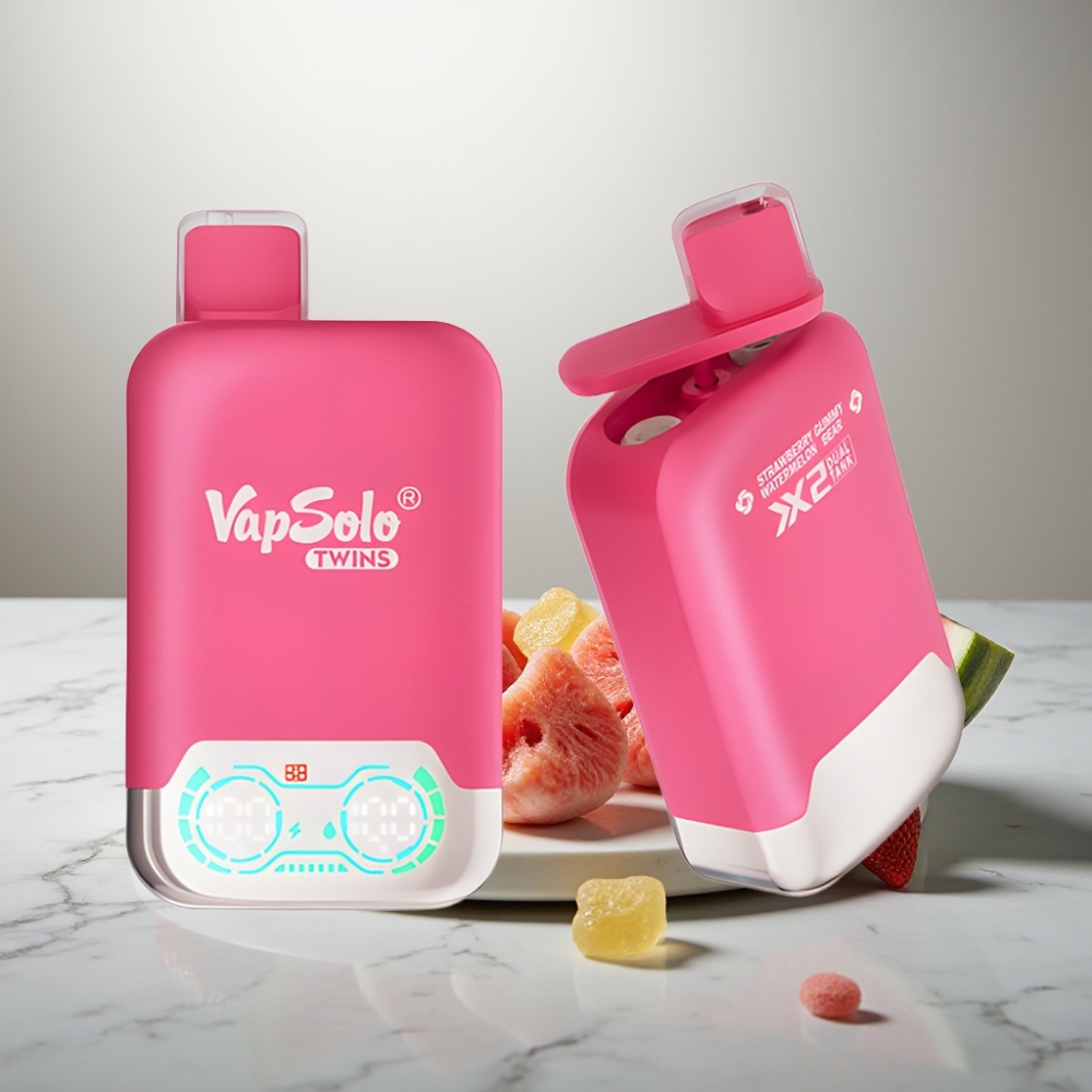 Vapsolo Twins 20000 Puffs 40ml Strawberry Watermelon & Gummy Bear Dual Tank Type-C