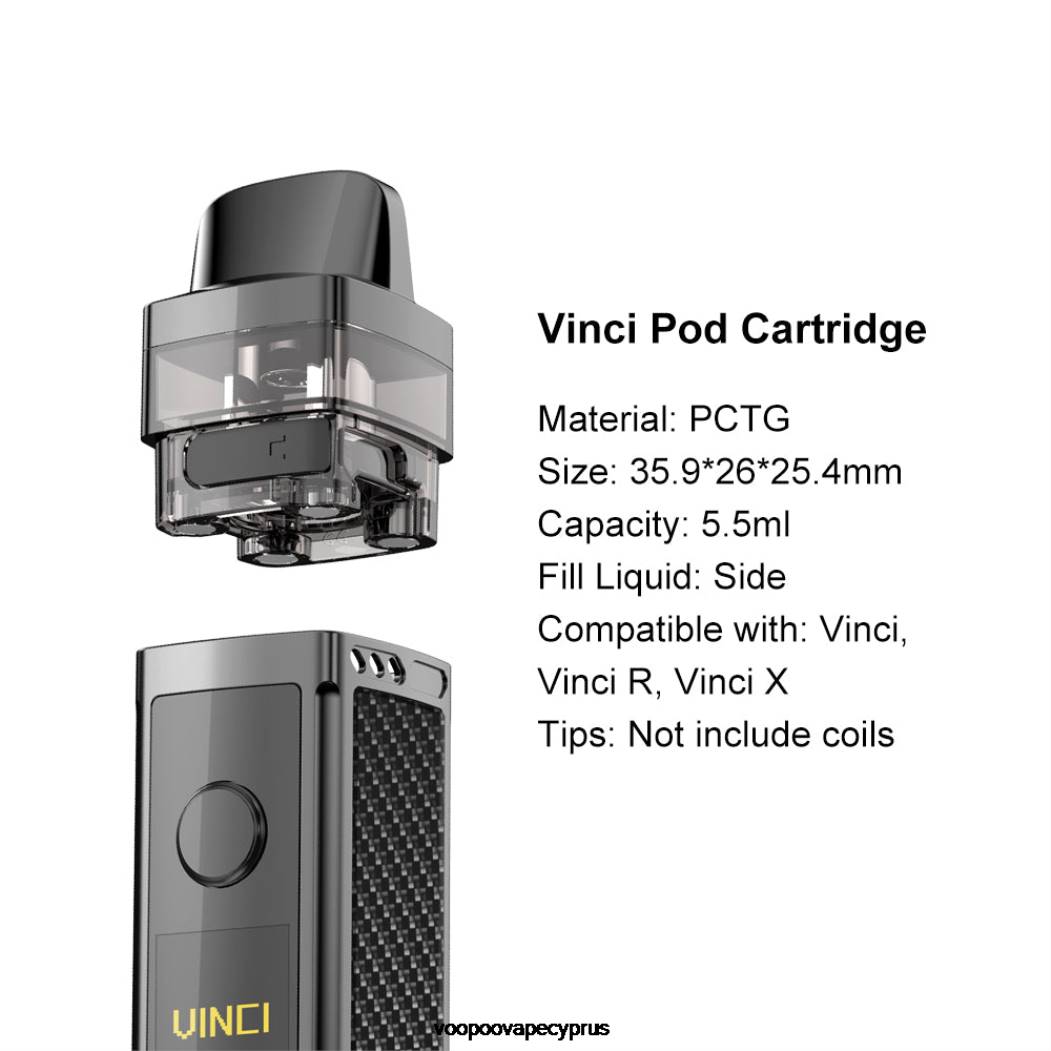 VOOPOO VINCI REPLACEMENT POD (2 τεμ.) μαύρος 442P554 - VOOPOO Vape Store